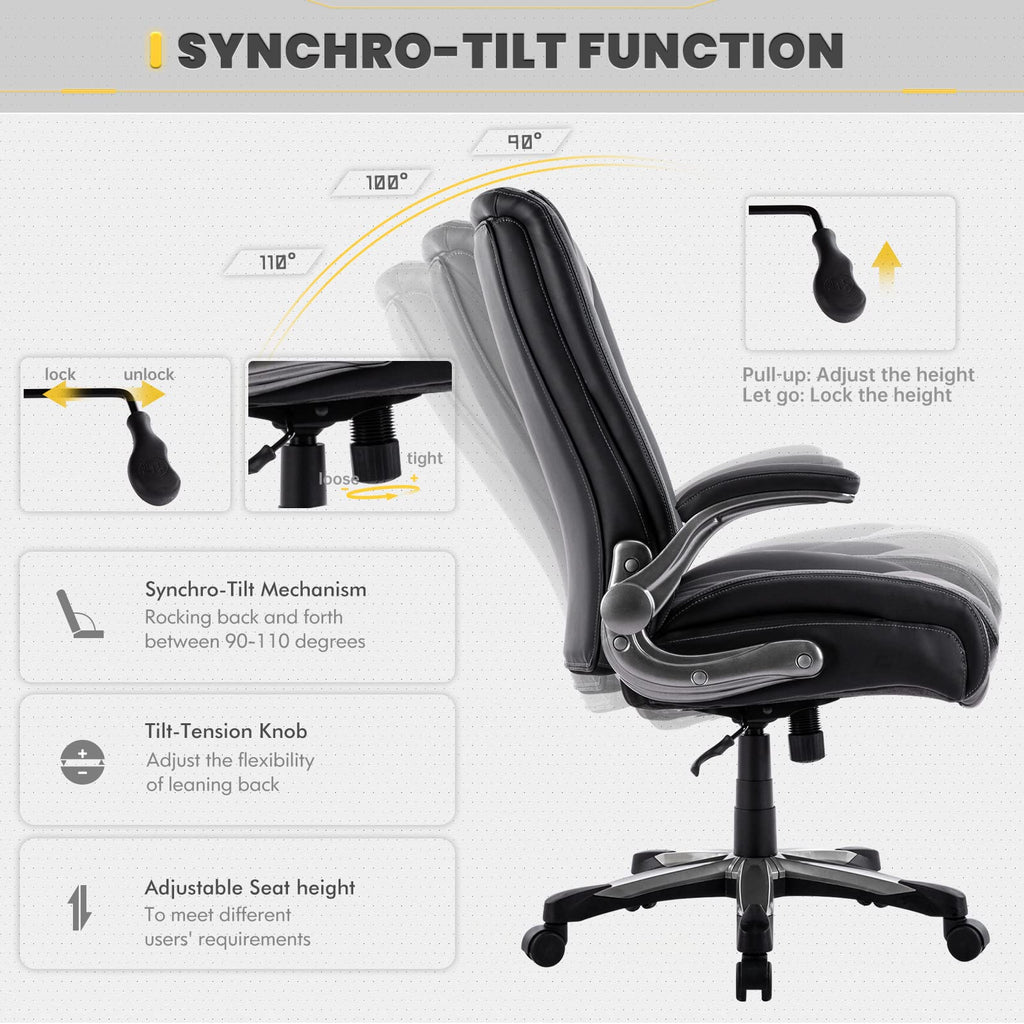 COLAMY Big and Tall Office Chair 400lbs, PU Leather Executive Office Chair for Heavy People - image 5