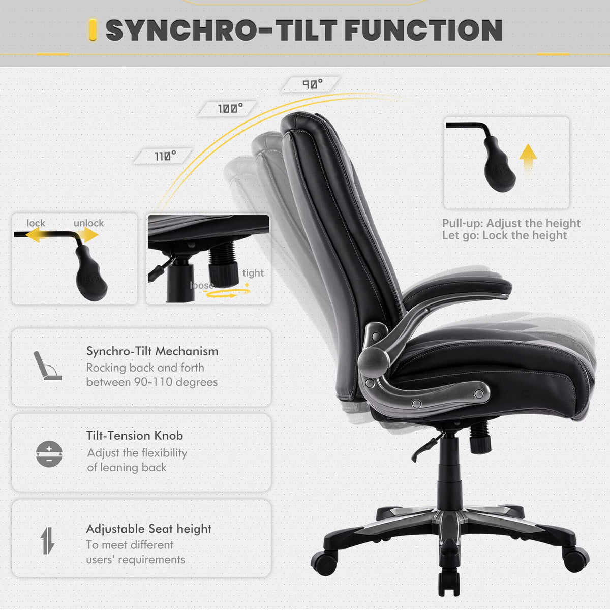 COLAMY Big and Tall Office Chair 400lbs, PU Leather Executive Office Chair for Heavy People - image 5