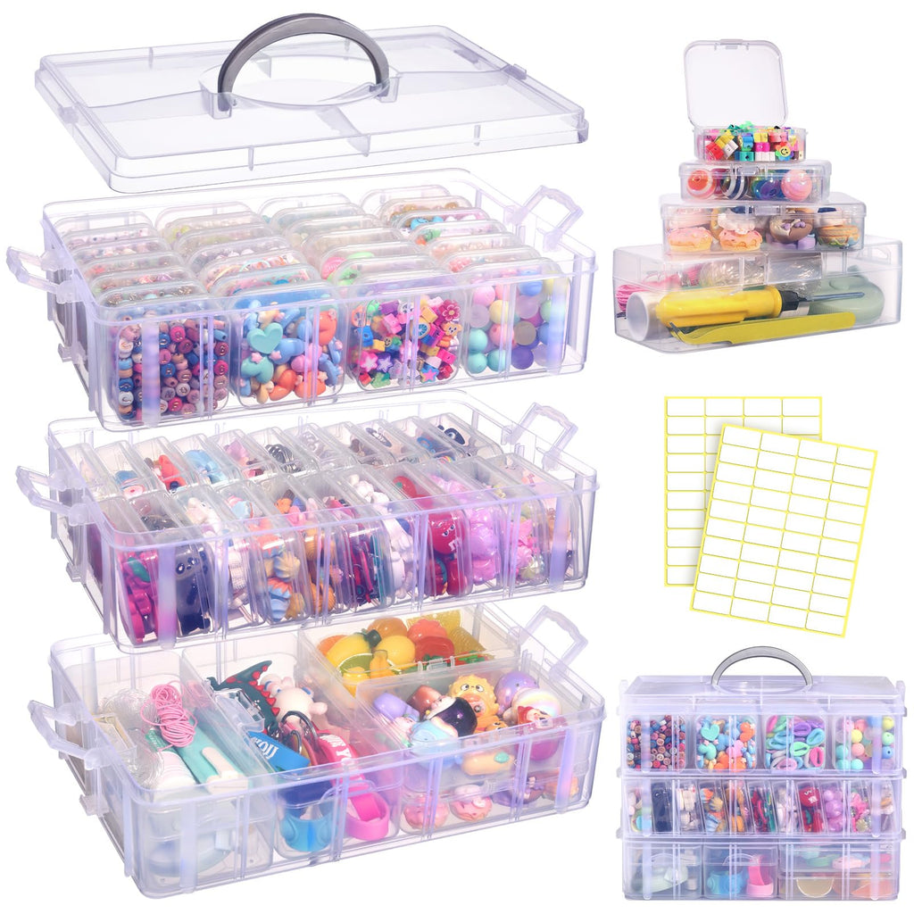 Funtopia Craft Organiser 59 Pack, 3-Tier Stackable Container Box with Lids - image 2
