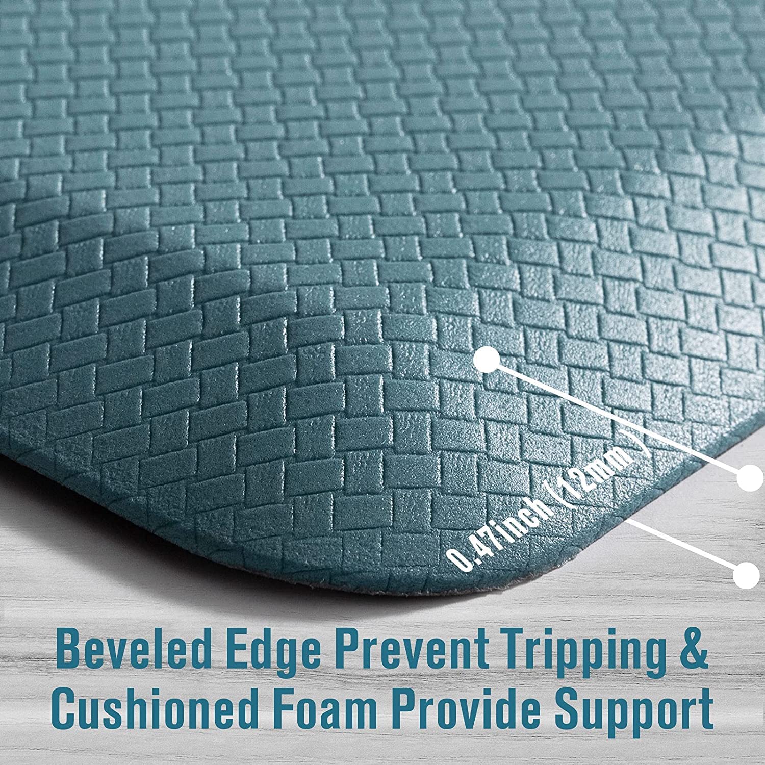 Carvapet Anti Fatigue Kitchen Mat – Non Slip PVC Waterproof Runner, Teal