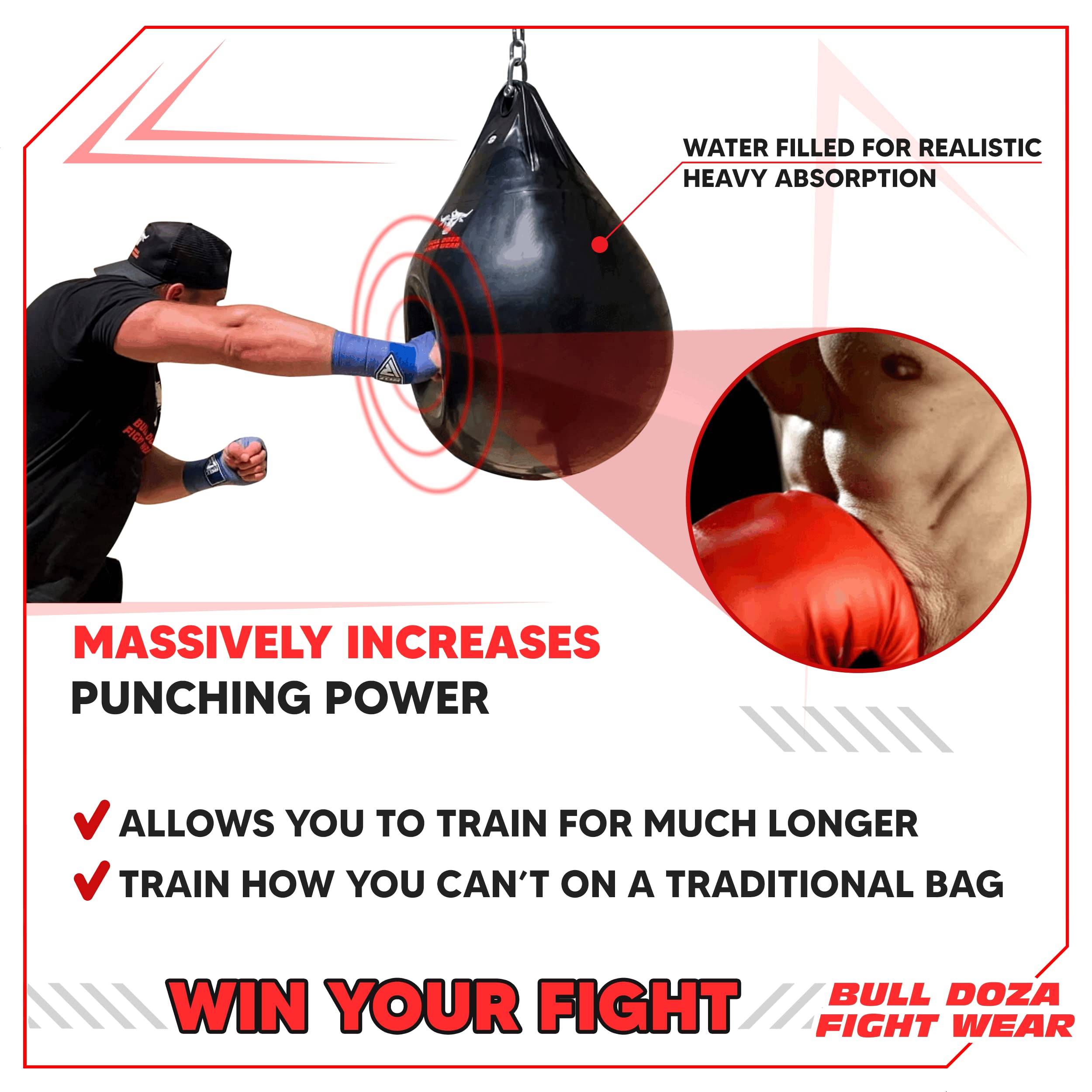 Bull Doza Fight Wear Pro Water Punch Bag - Heavy Duty Vinyl - 14kg