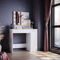Makeup Vanity Desk with Hollywood LED Mirror and Storage – White