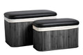 Premier Housewares Bamboo Storage Ottomans | Set of 2 Laundry Baskets