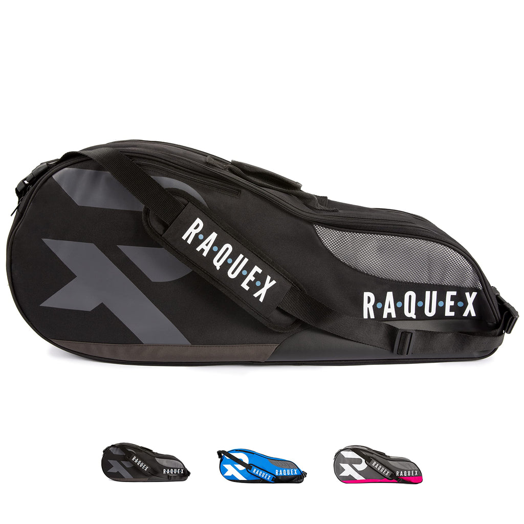 Raquex Tennis Bag – 6 Racket Storage with Shoe Compartment – Blue