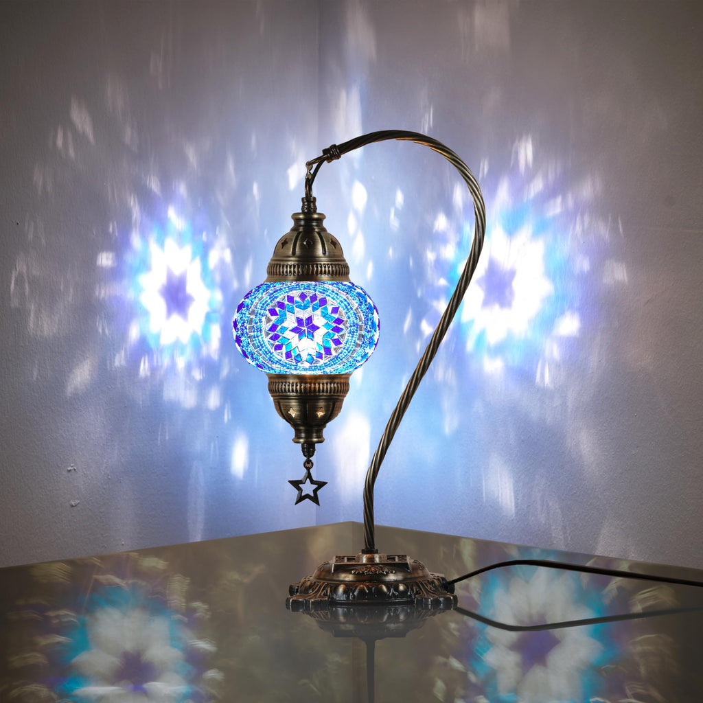 DEMMEX Turkish Moroccan Mosaic Table Lamp | Handcrafted Glass & Brass
