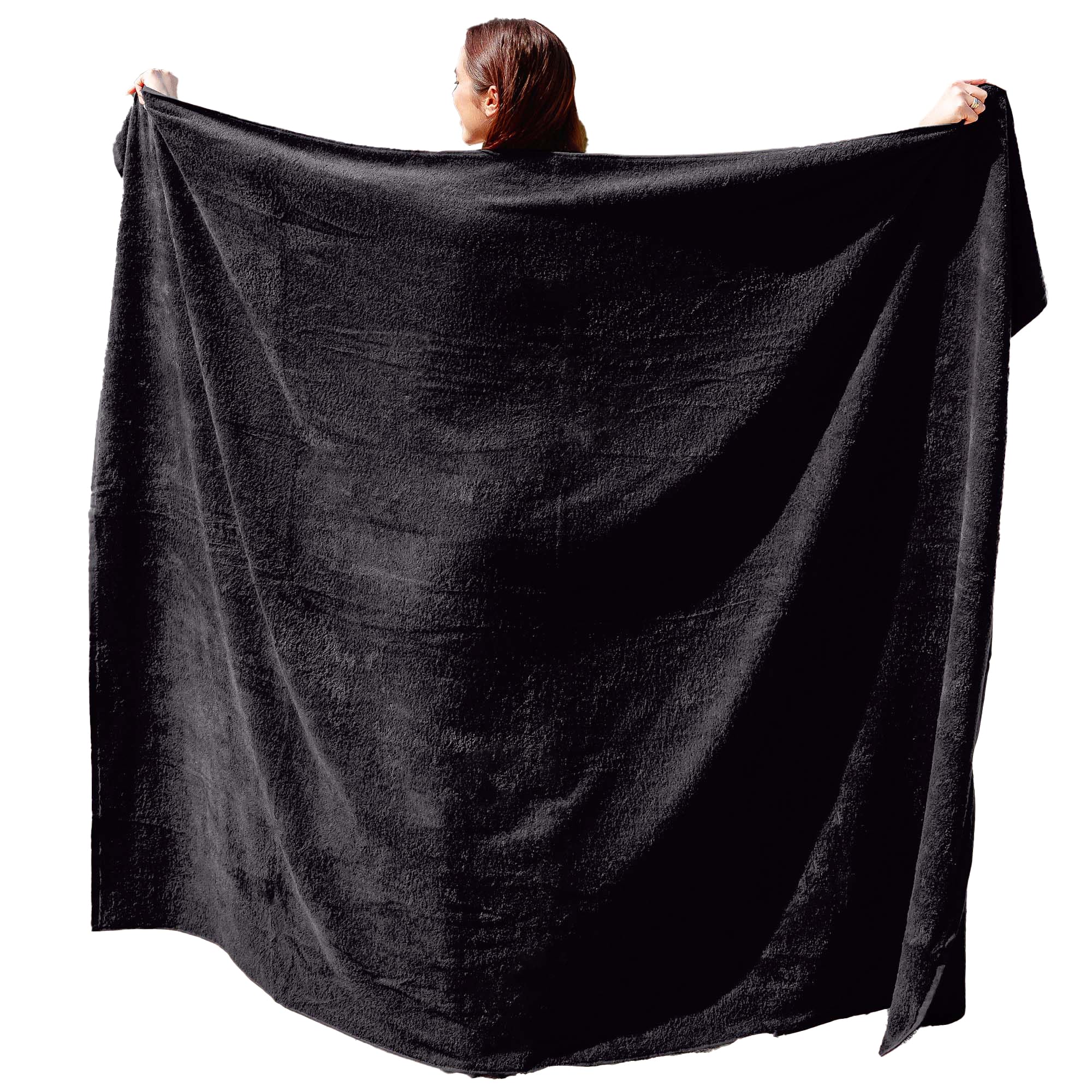 ADAMO XXL Oversize Beach & Bath Towel | 100% Cotton Terry Cloth, Black