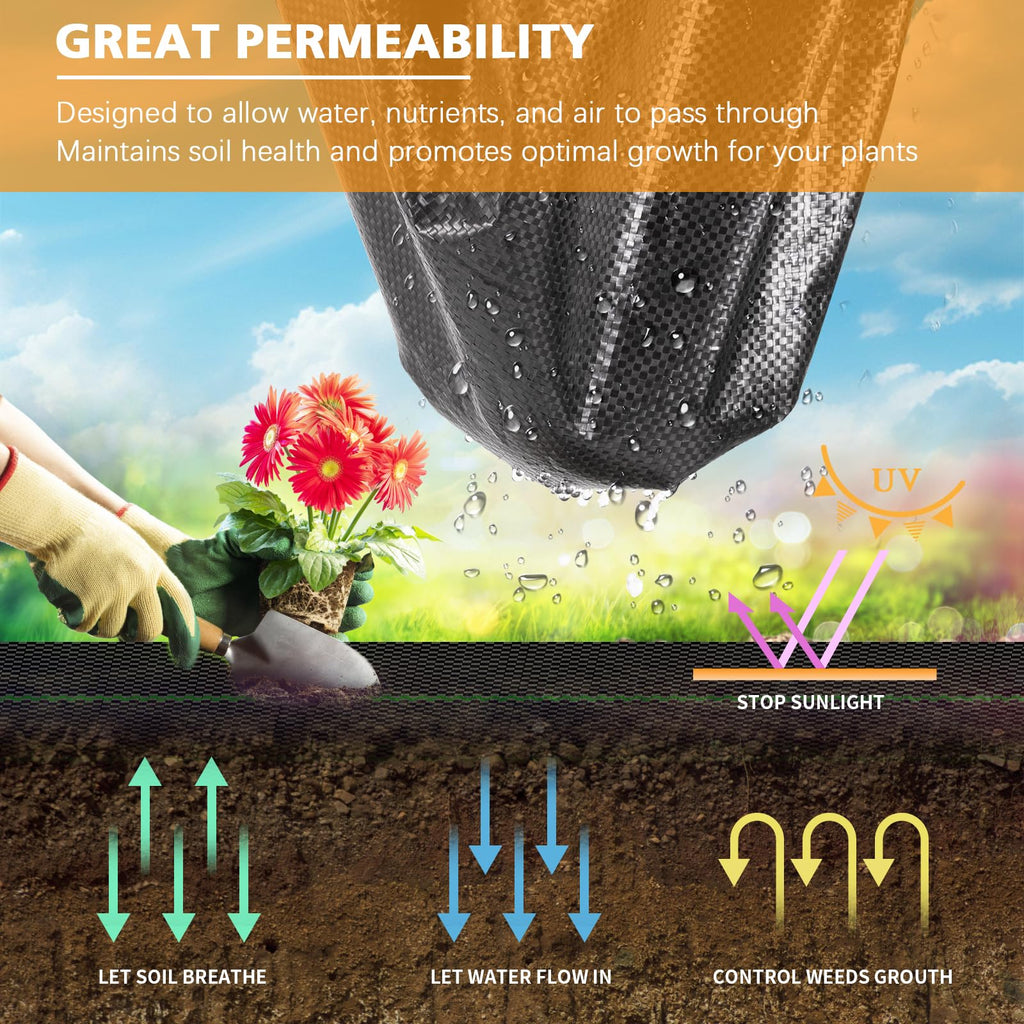 Beeway Heavy Duty Weed Control Membrane | 1m x 50m UV Ground Cover