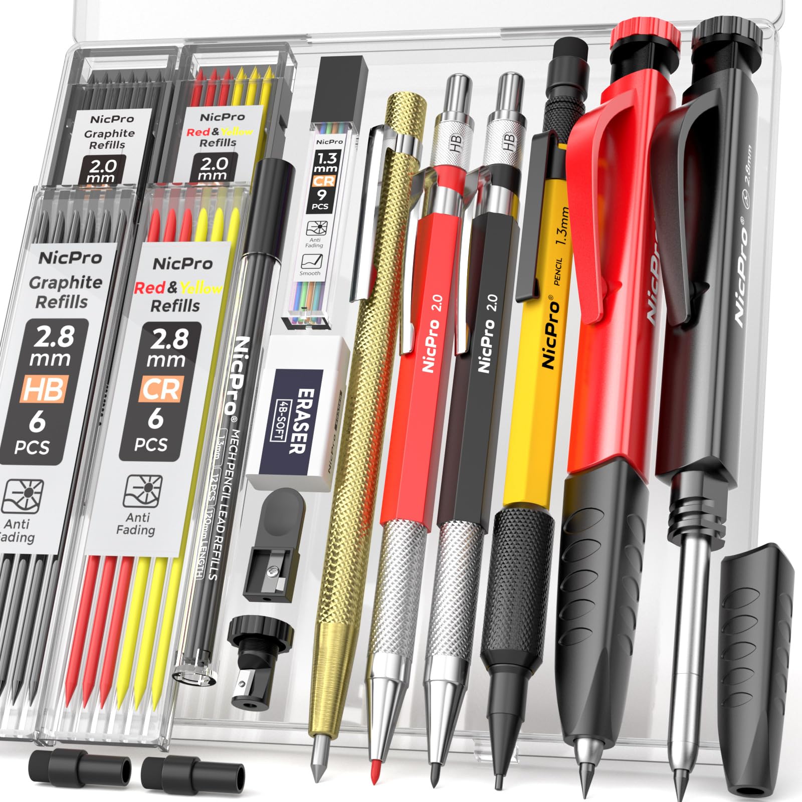 Nicpro 17 Pack Carpenter Pencil Set – Heavy Duty Construction Tools