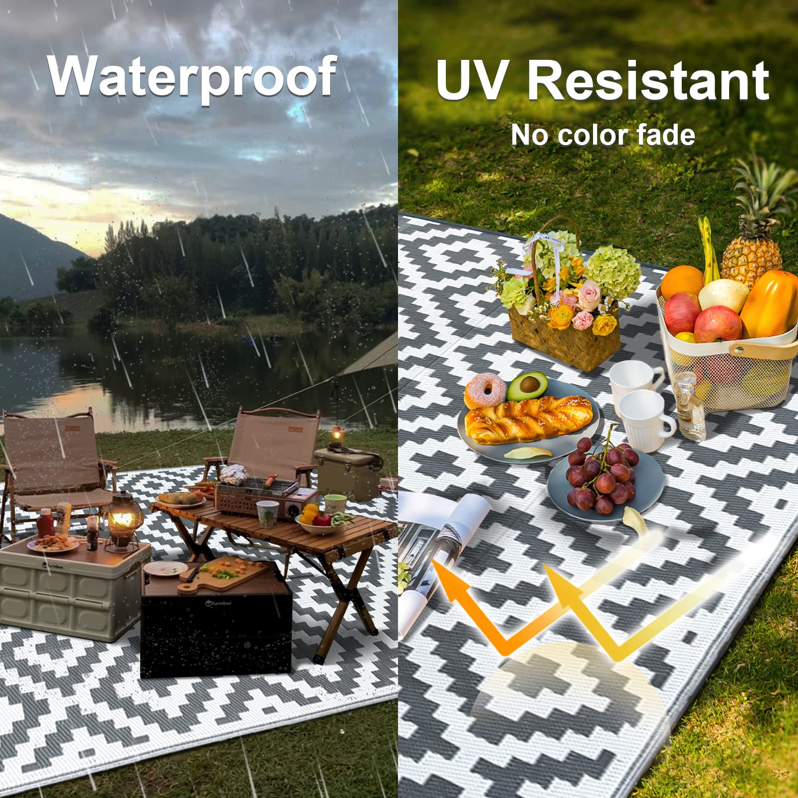 CHOSHOME Outdoor Rug – 120x180cm Reversible Waterproof Garden Carpet