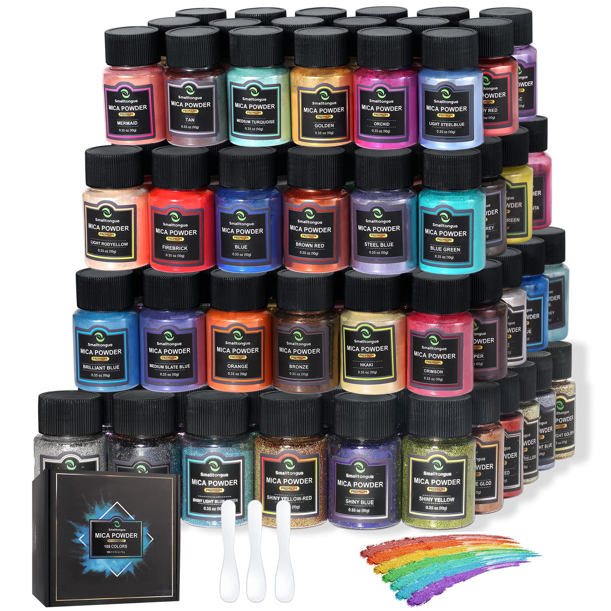 Smalltongue Mica Powder for Epoxy Resin - 108 Colors Pigment Set