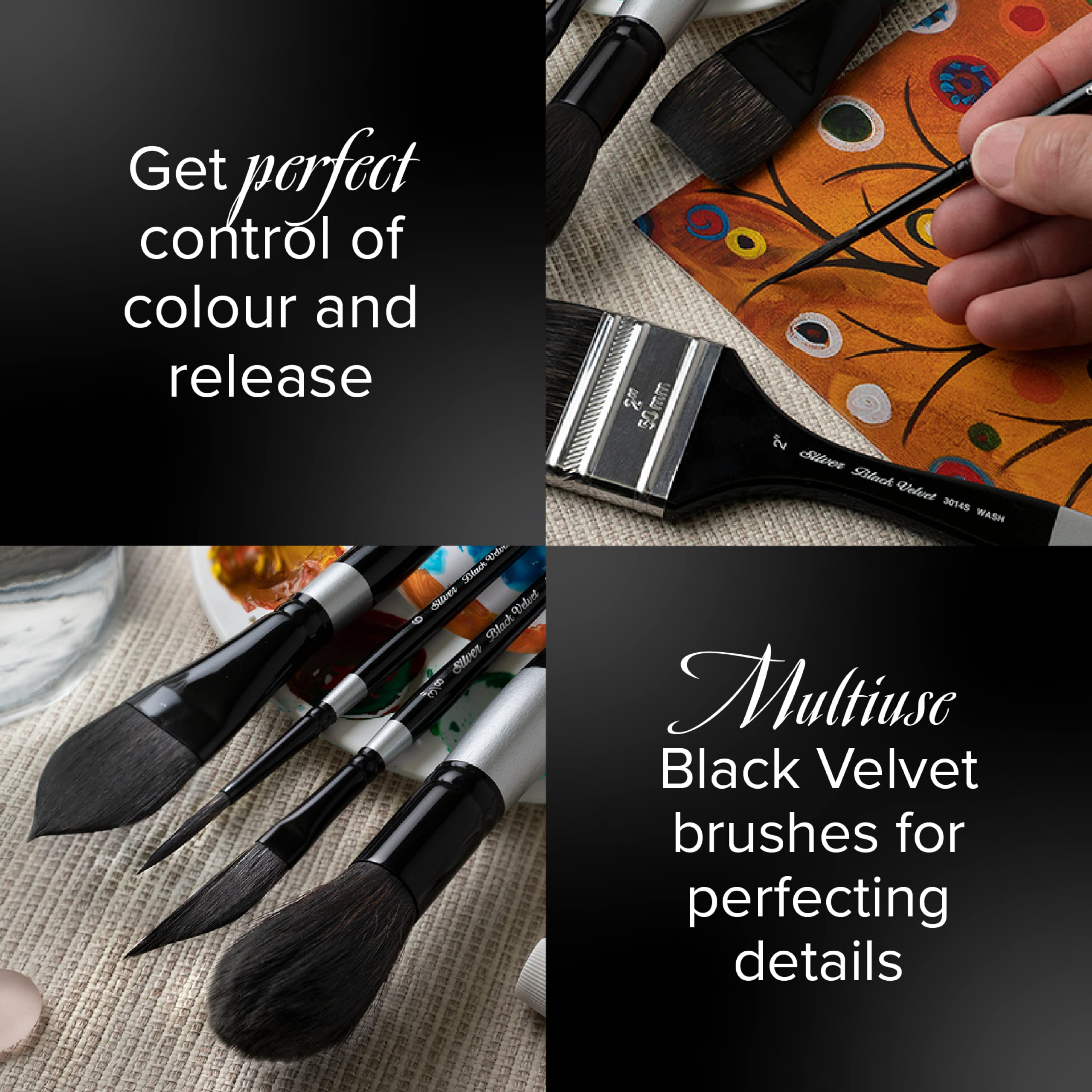 Silver Brush Black Velvet Round Watercolour Brush, Size 14, Short Handle