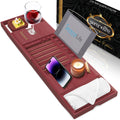 SereneLife Bamboo Bathtub Caddy – Extendable Bath Tray with Book Holder
