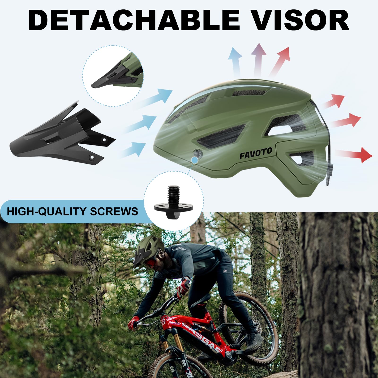 Favoto Mountain Bike Helmet – Lightweight MTB & Road Cycling Helmet