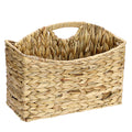 BSTKEY Divided Magazine File Basket with Handle, Natural Water Hyacinth