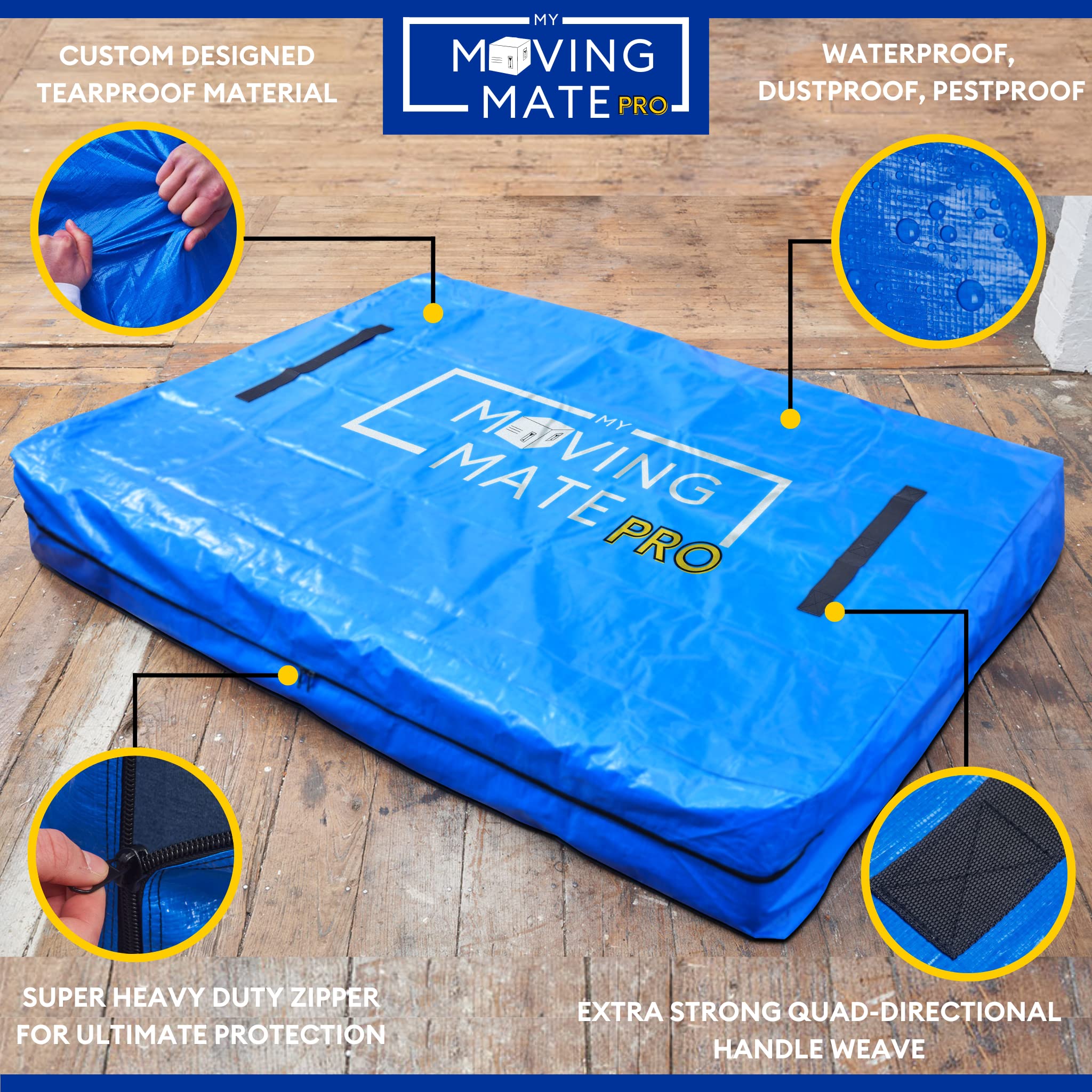 My Moving Mate King Mattress Bag – Heavy Duty Tarp Cover with 8 Handles