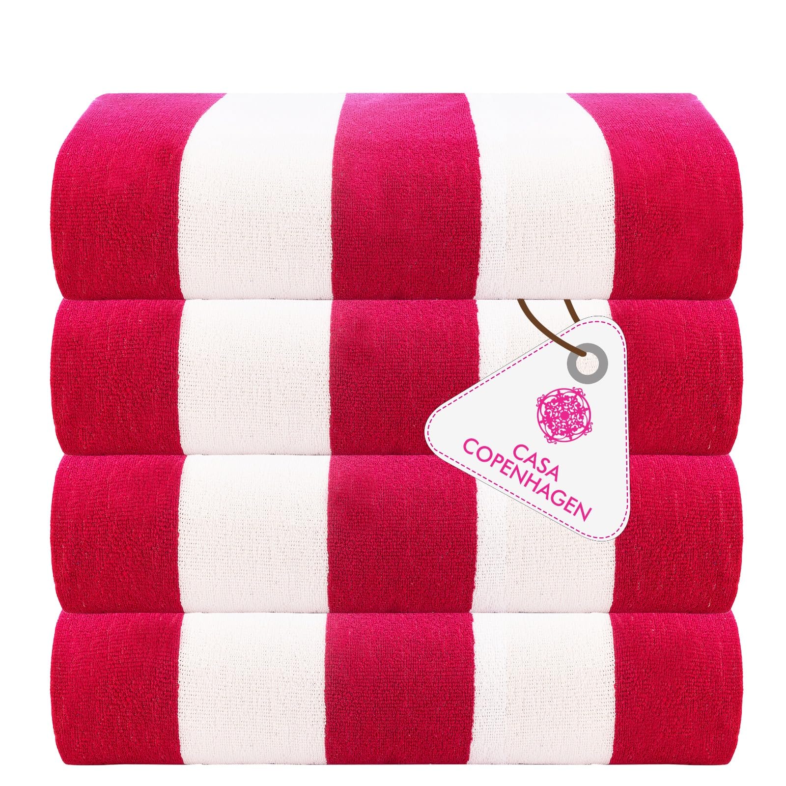 CASA COPENHAGEN Cotton Cabana Beach Towels – 4 Pack, 30x60 Inches