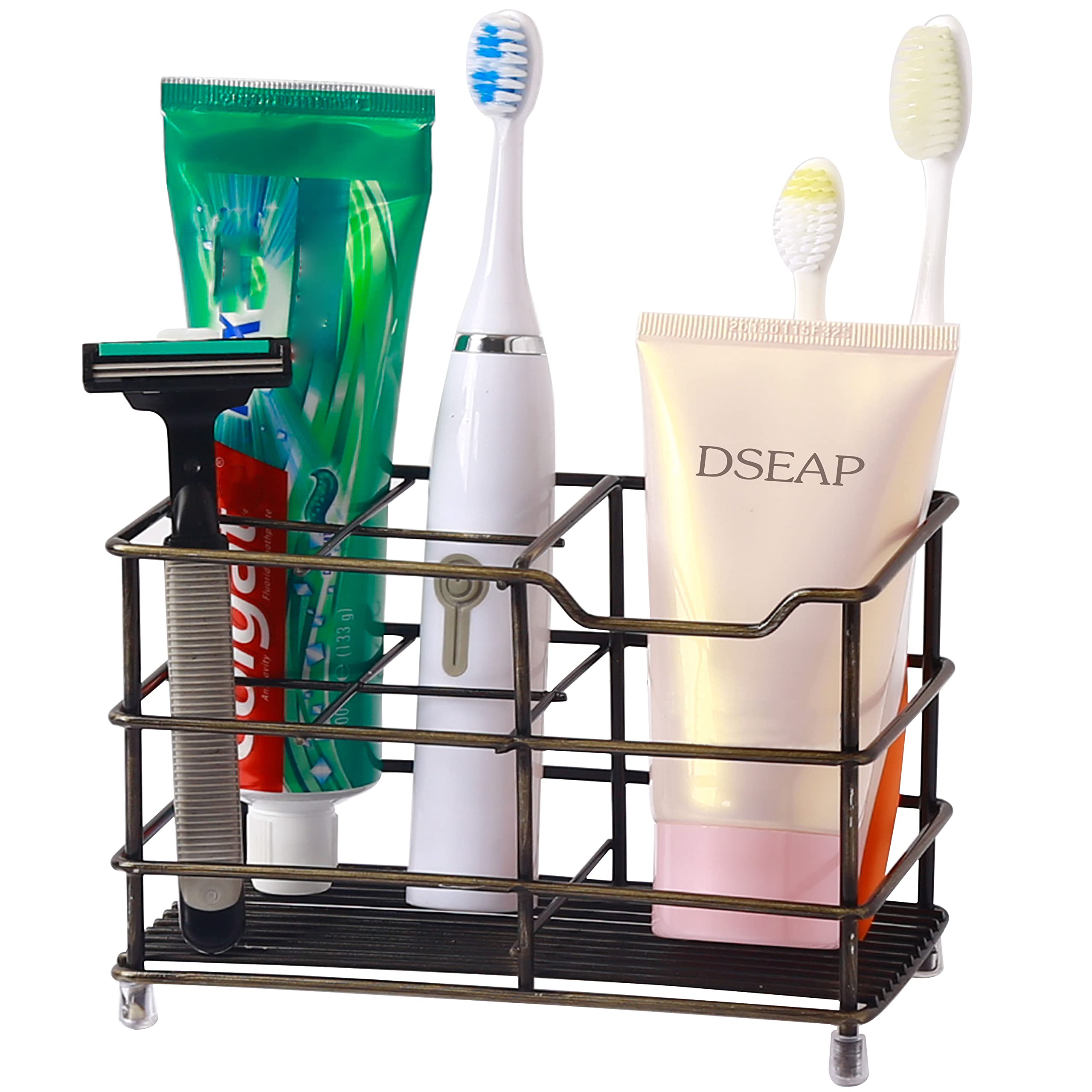 Dseap Toothbrush Holder - Stainless Steel Bathroom Organizer, Bronze