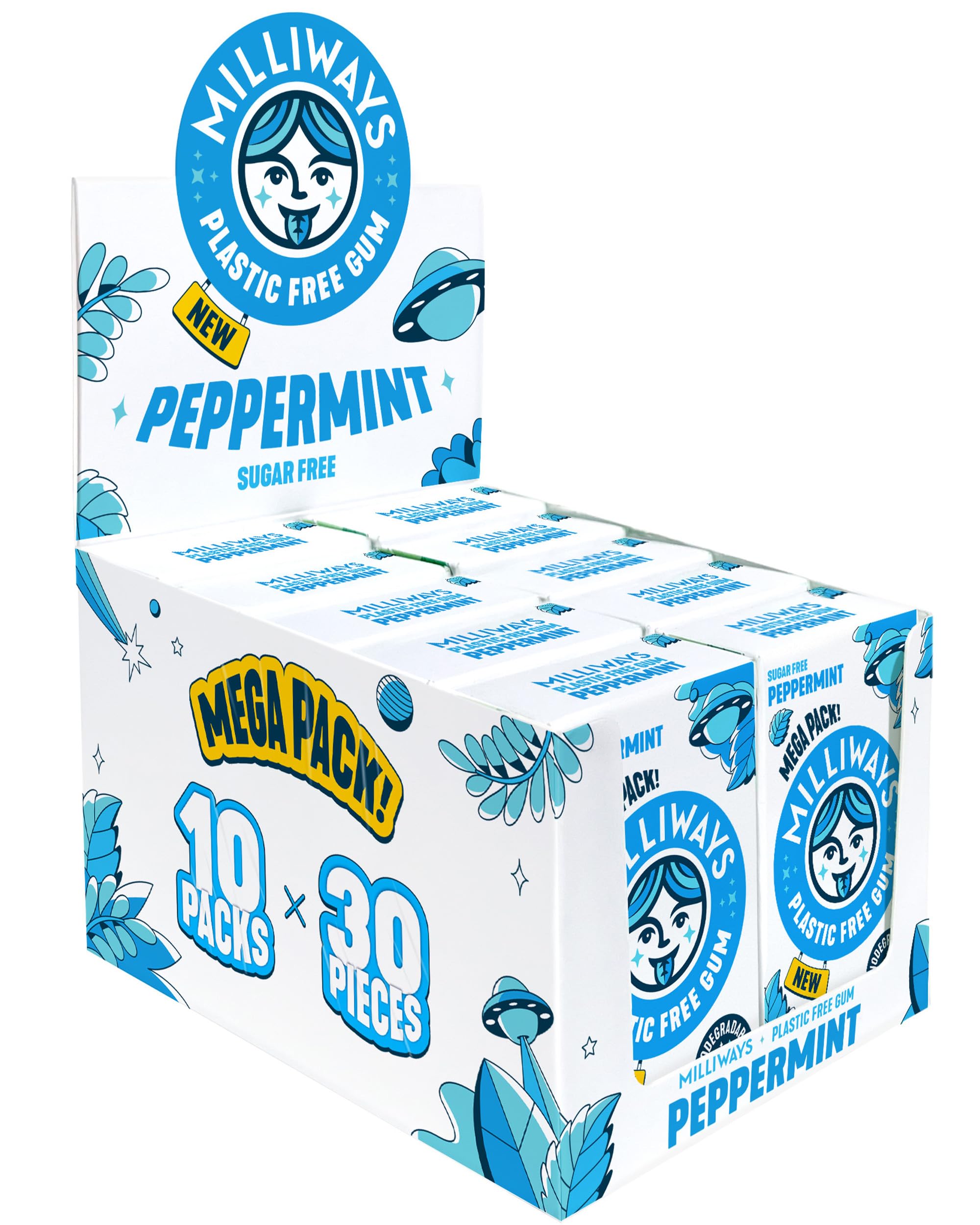 Milliways Peppermint Chewing Gum | Plastic-Free & Sugar-Free | 300 Pieces