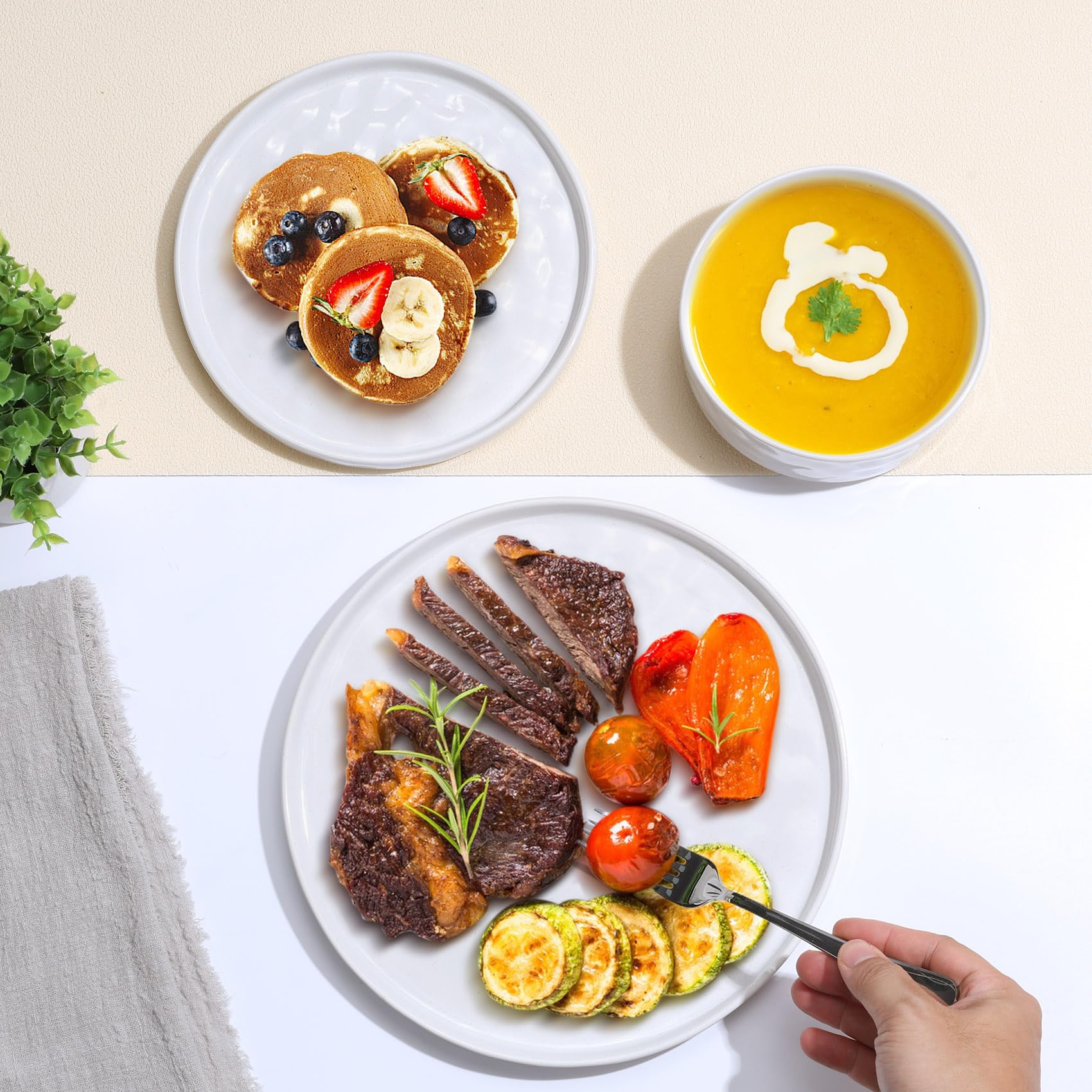 Homikit 18-Piece Reactive Glaze Dinner Set | Stoneware Plates and Bowls