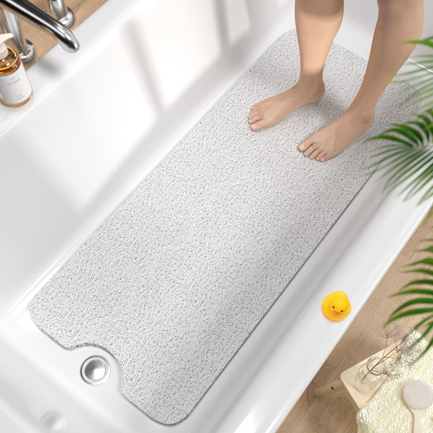 HITSLAM Non Slip Bath Mat | 100x40cm Extra Long Loofah Shower Mat
