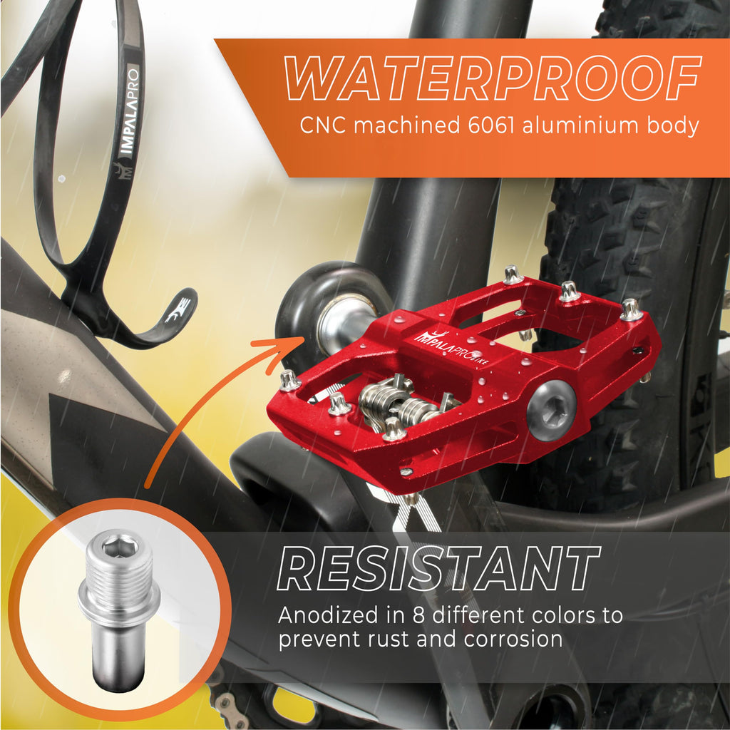 IMPALAPRO Dual Function MTB Pedals | Flat & SPD Clipless 9/16" - Red
