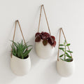 Kazai Ellie Hanging Ceramic Wall Planters – 3 Piece Indoor Garden Set, Cream