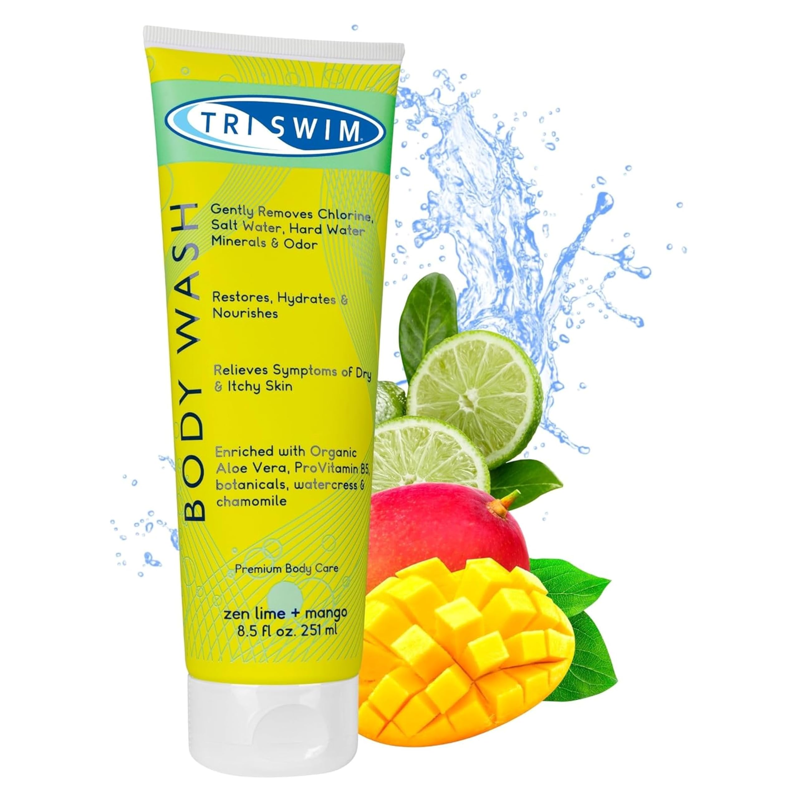 TRISWIM Chlorine Removal Body Wash – Moisturizing After Swim Gel, Lime
