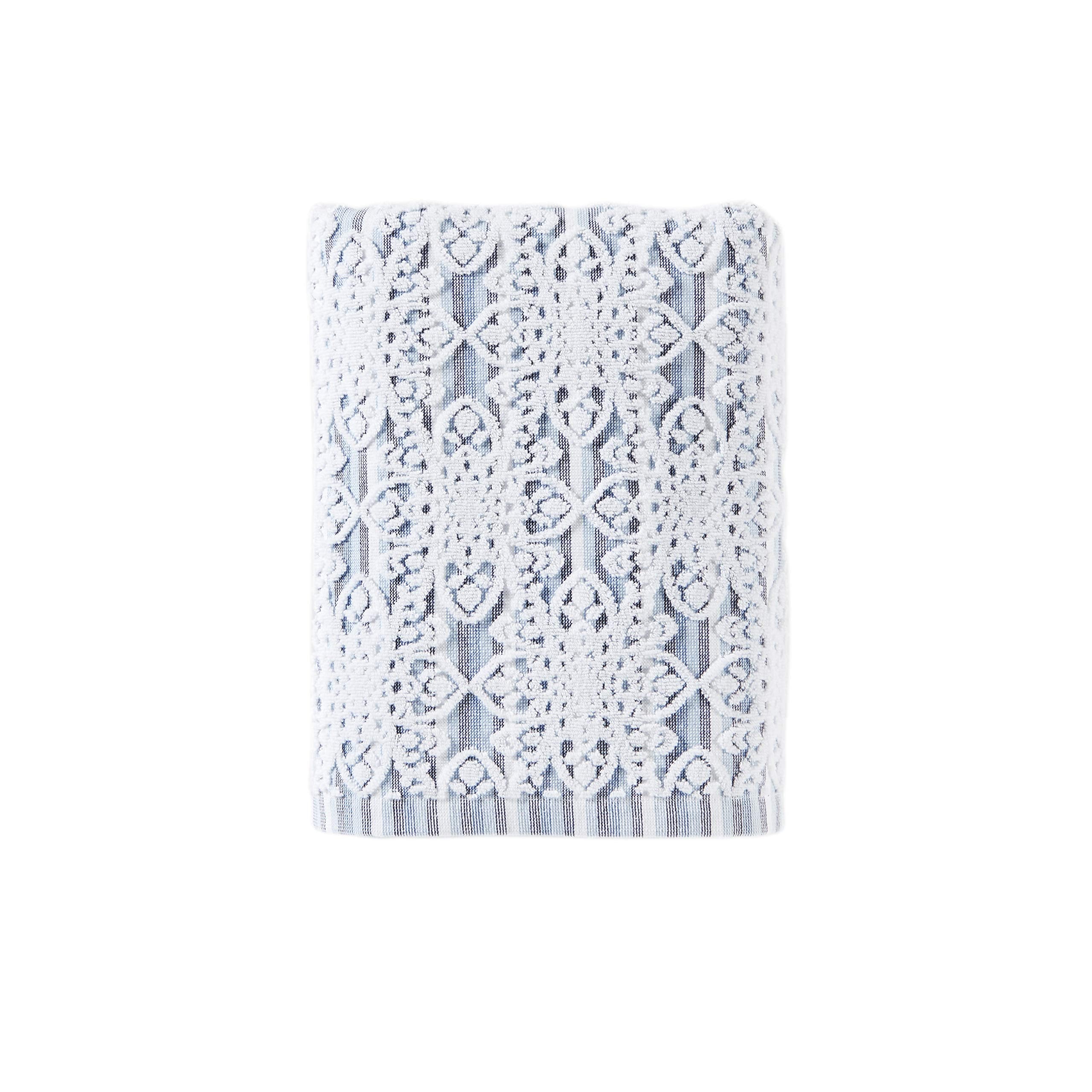 SKL Home Kali Bath Towel – 100% Cotton Textured Jacquard, Smoke Blue