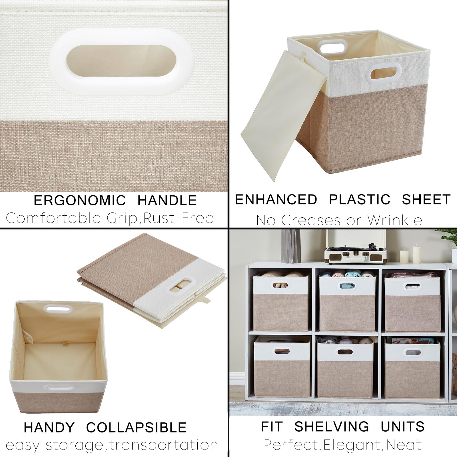 Mangata Fabric Cube Storage Baskets - 30cm Collapsible Bins, 4-Pack