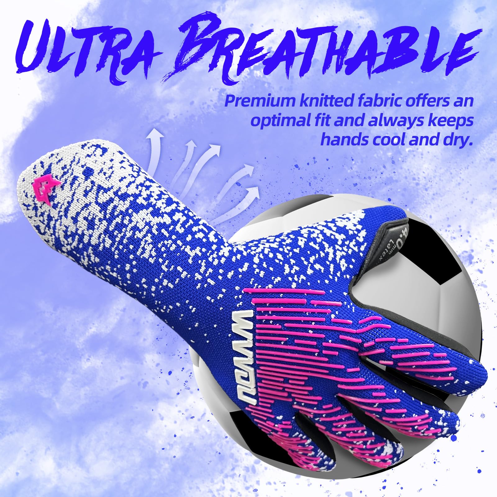 WVVOU Goalkeeper Gloves | Breathable Soccer Goalie Gloves with 4+3mm Grip