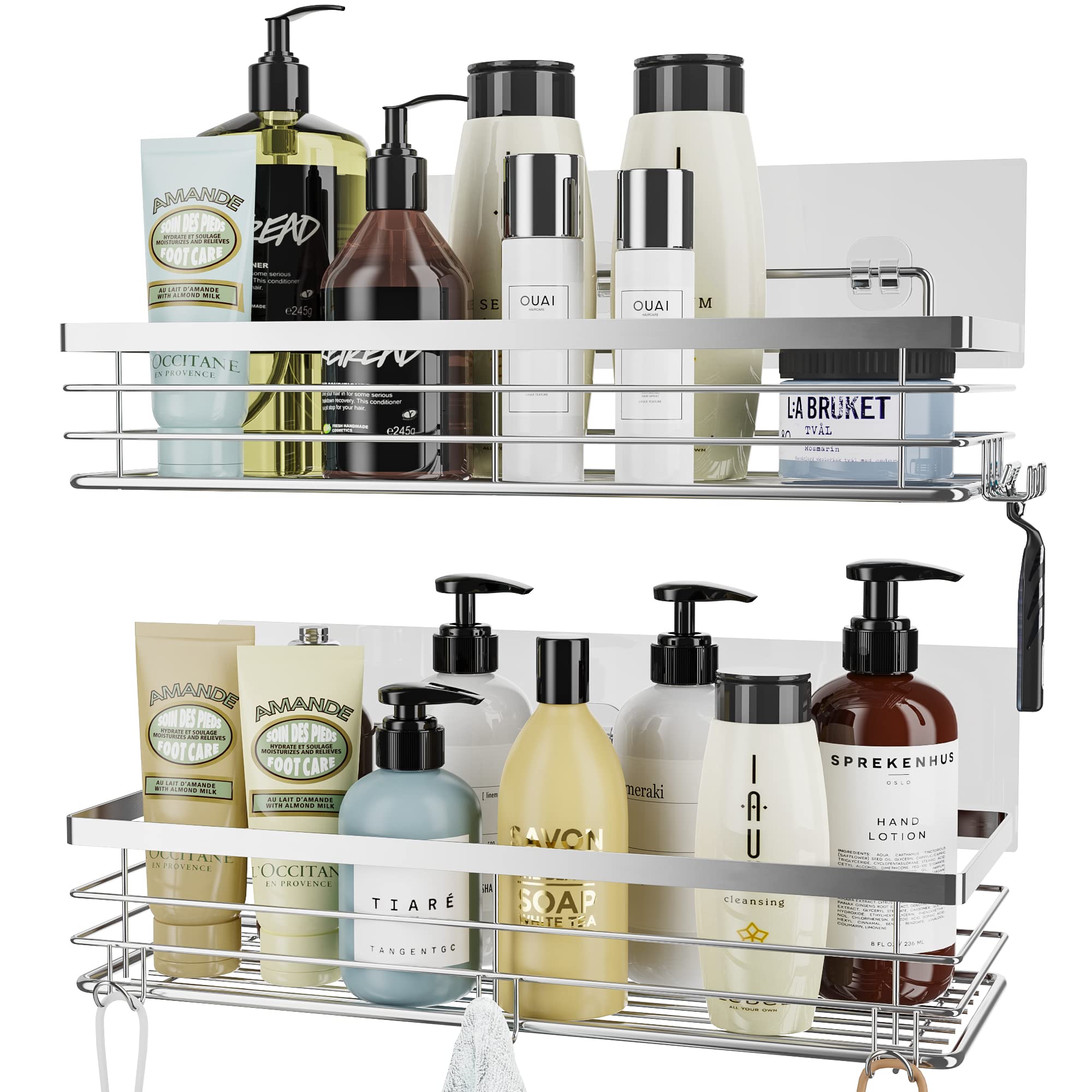Orimade Shower Caddy – 2 Pack Stainless Steel Adhesive Wall Shelf