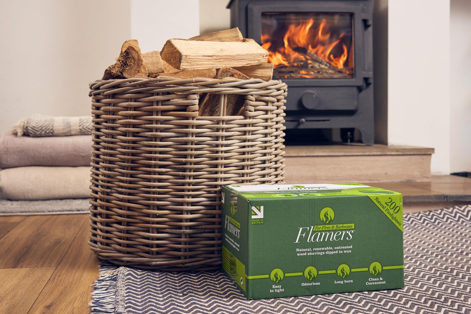 Flamers Natural Fire Lighters - 800 Pack Eco Wood Wool Firestarters