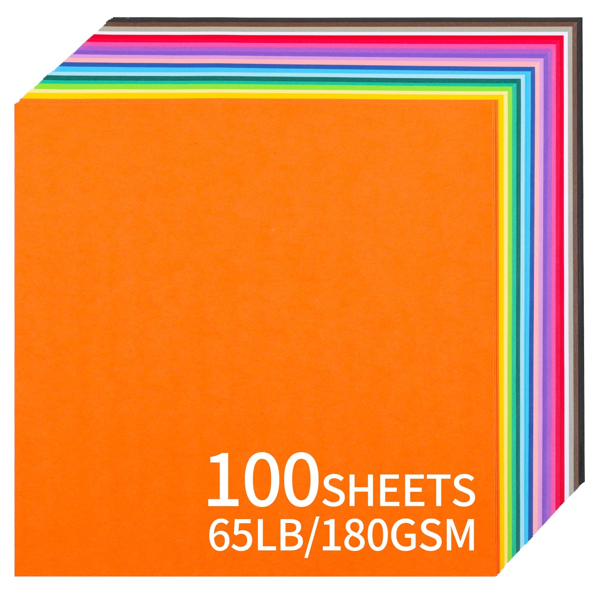Uncle Paul 12x12 Coloured Cardstock - 100 Sheets 20 Colors 180gsm
