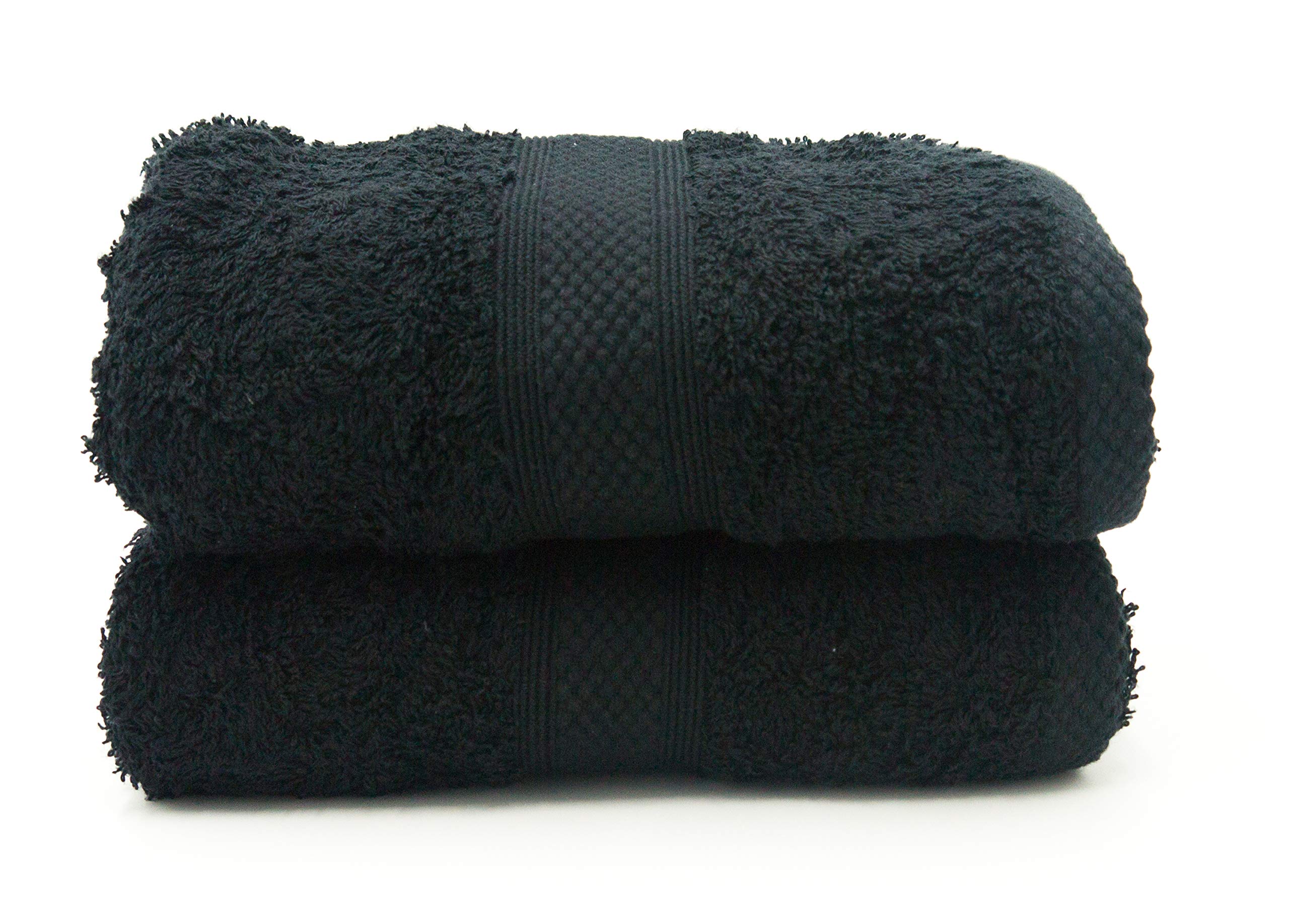 Lex's Linens Black Hand Towels - 100% Combed Cotton 500GSM - 2 Pack