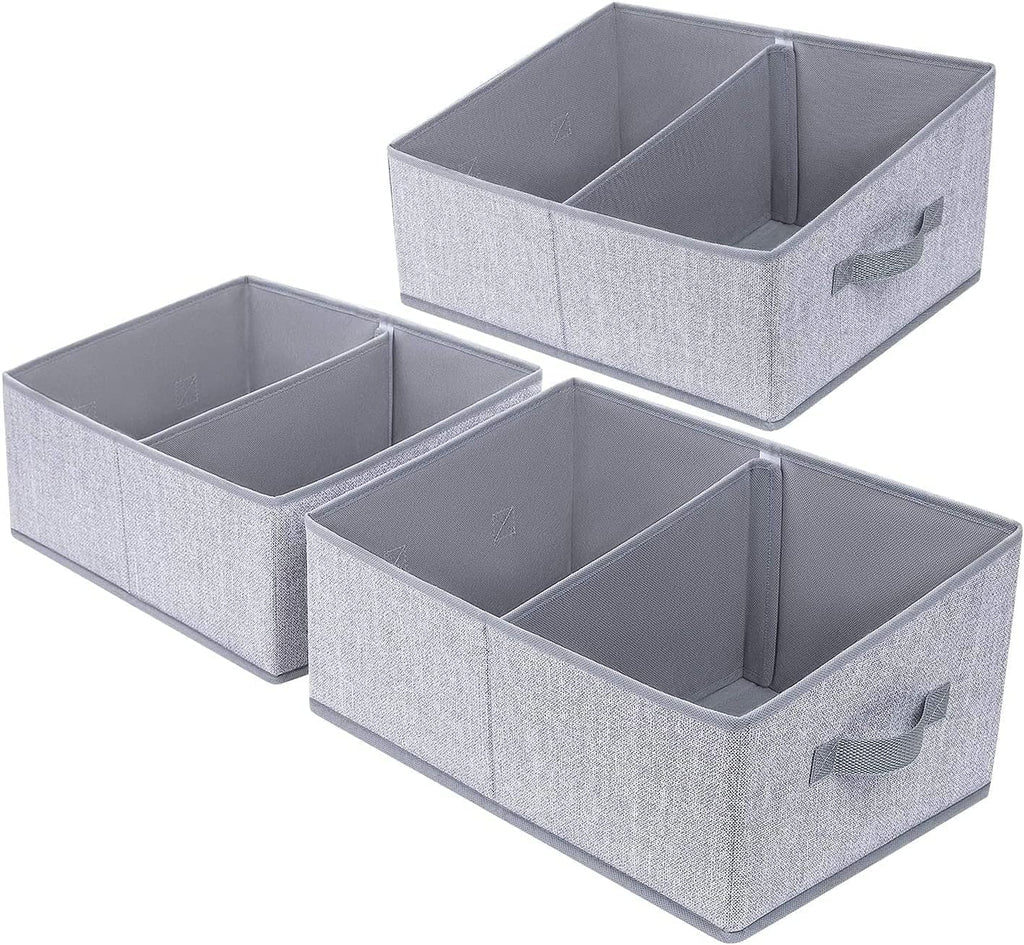 DIMJ 3 Pack Storage Boxes with Compartment, Foldable Storage Basket with Reinforced Handle - image 1