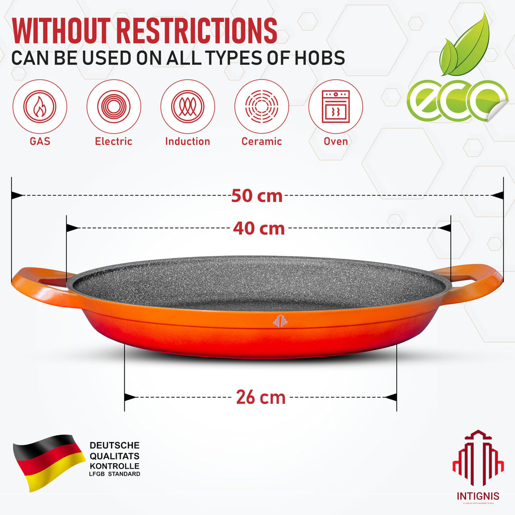 Intignis 40cm Paella Pan – Non-Stick Carbon Steel Induction Cookware
