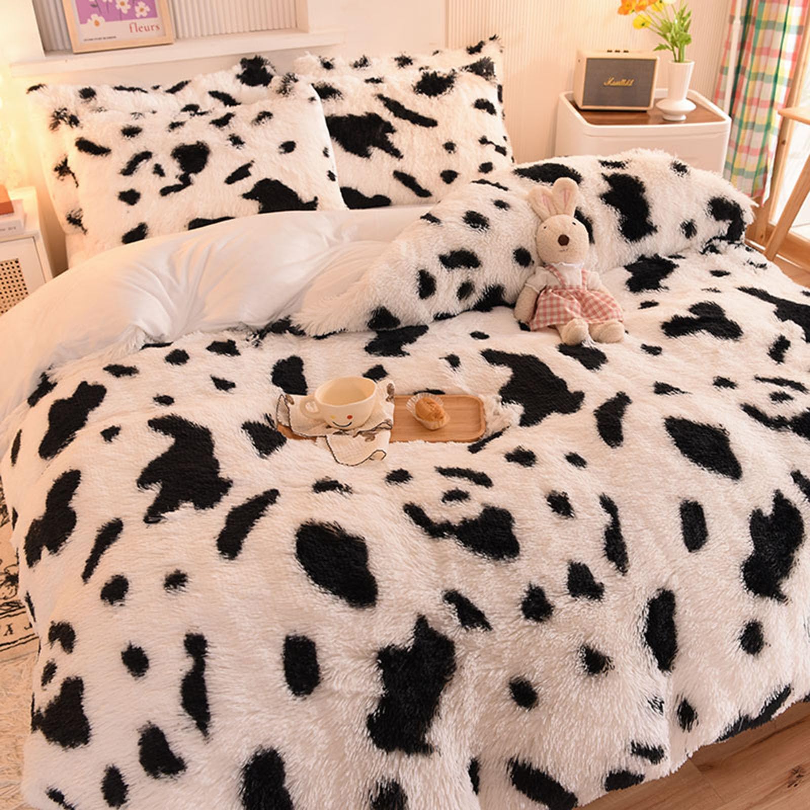 ZIQINPSQ Plush Shaggy Duvet Cover Set | Tie Dye Faux Fur Bedding – King
