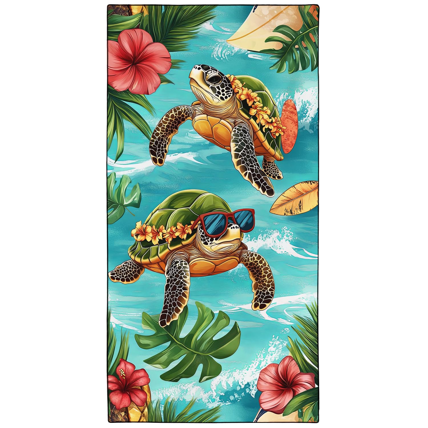 YISUMEI Hawaiian Turtles Microfibre Beach Towel | Extra Large Quick Dry