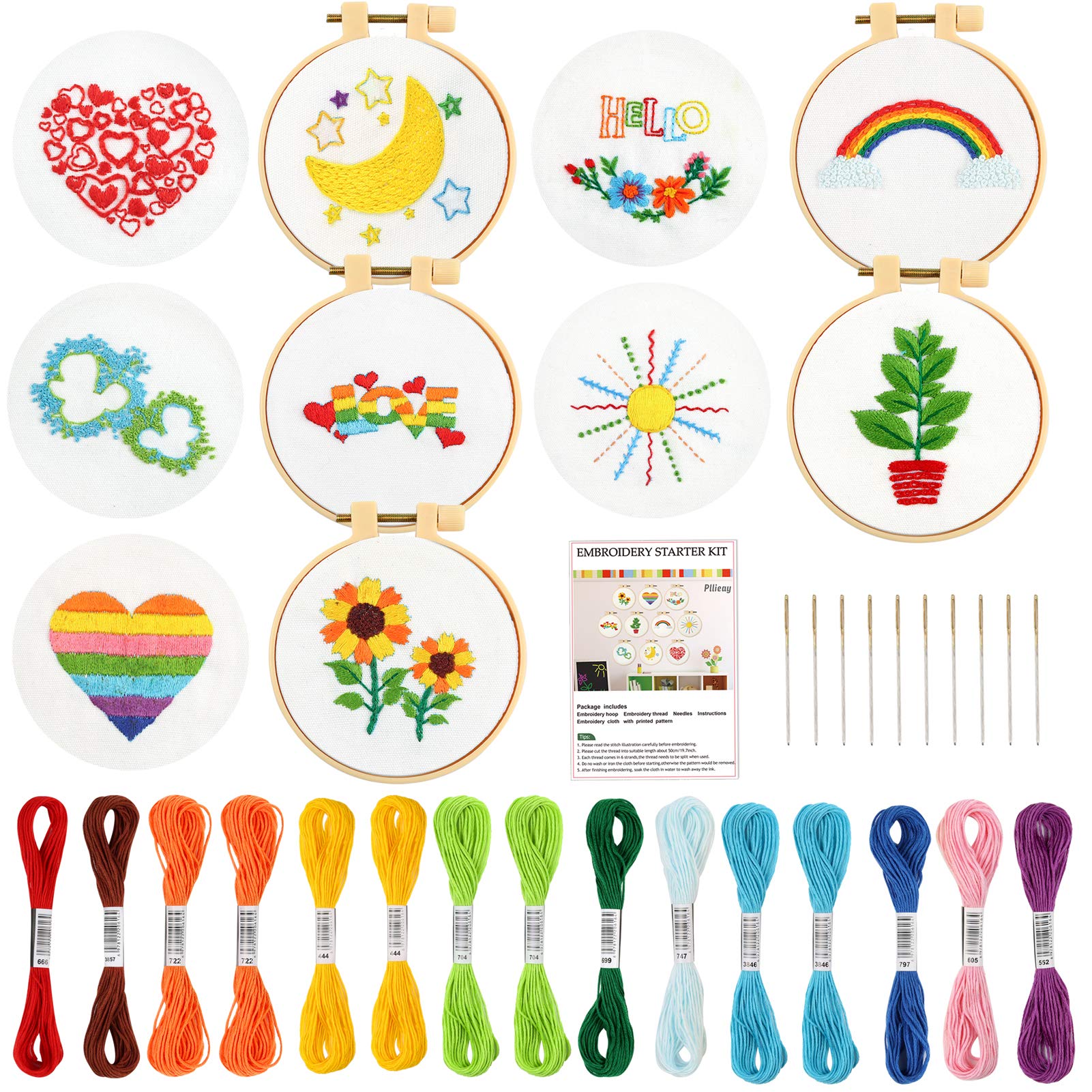 Pllieay 10 PCS Cross Stitch Kits for Kids & Beginners – Embroidery Starter Set