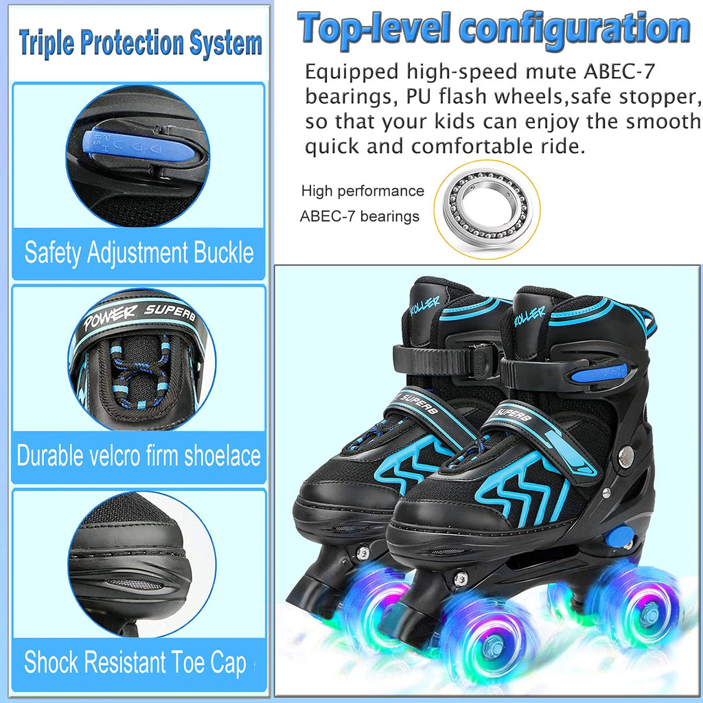 Kids Adjustable Roller Skates with Light Up Wheels