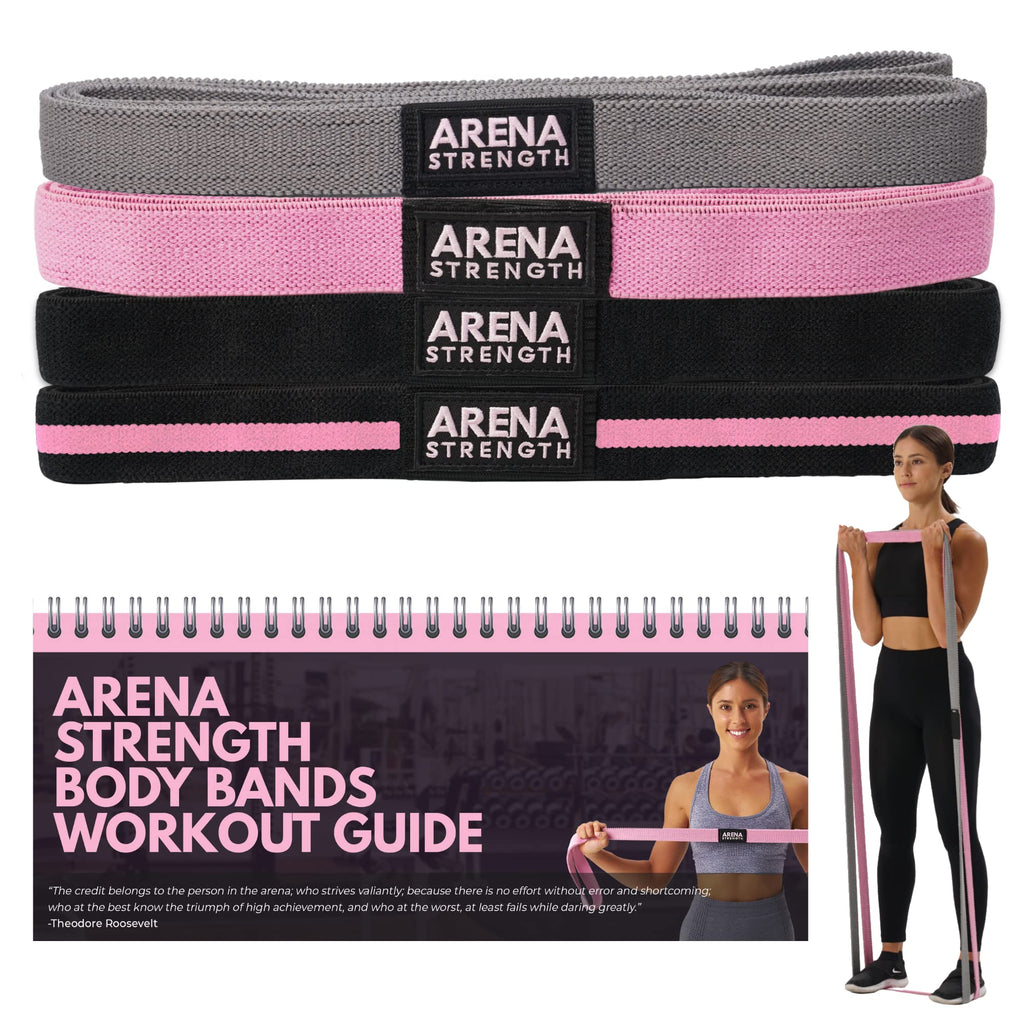 Arena Strength Long Fabric Resistance Bands Set with Workout Guide