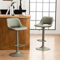 YOUNIKE Bar Stool Set of 2 Modern Swivel, Adjustable Counter Height with Faux Leather Upholstered Hollow Back for Kitchen Island, Olive Green - image 1