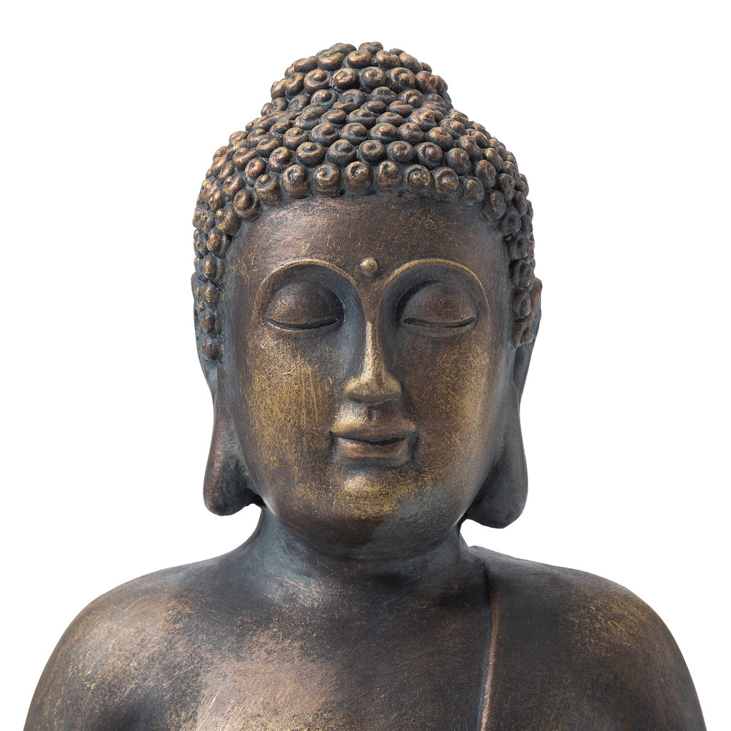 Glitzhome 19" Meditating Buddha Statue | Bronze Finish Garden Decor