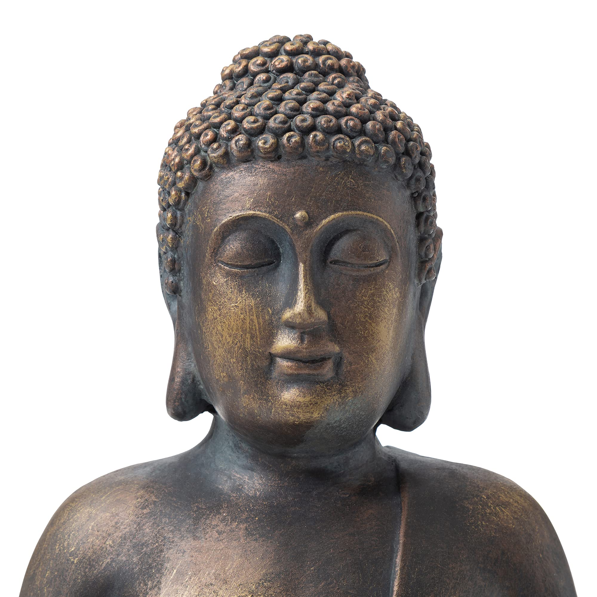 Glitzhome 19" Meditating Buddha Statue | Bronze Finish Garden Decor