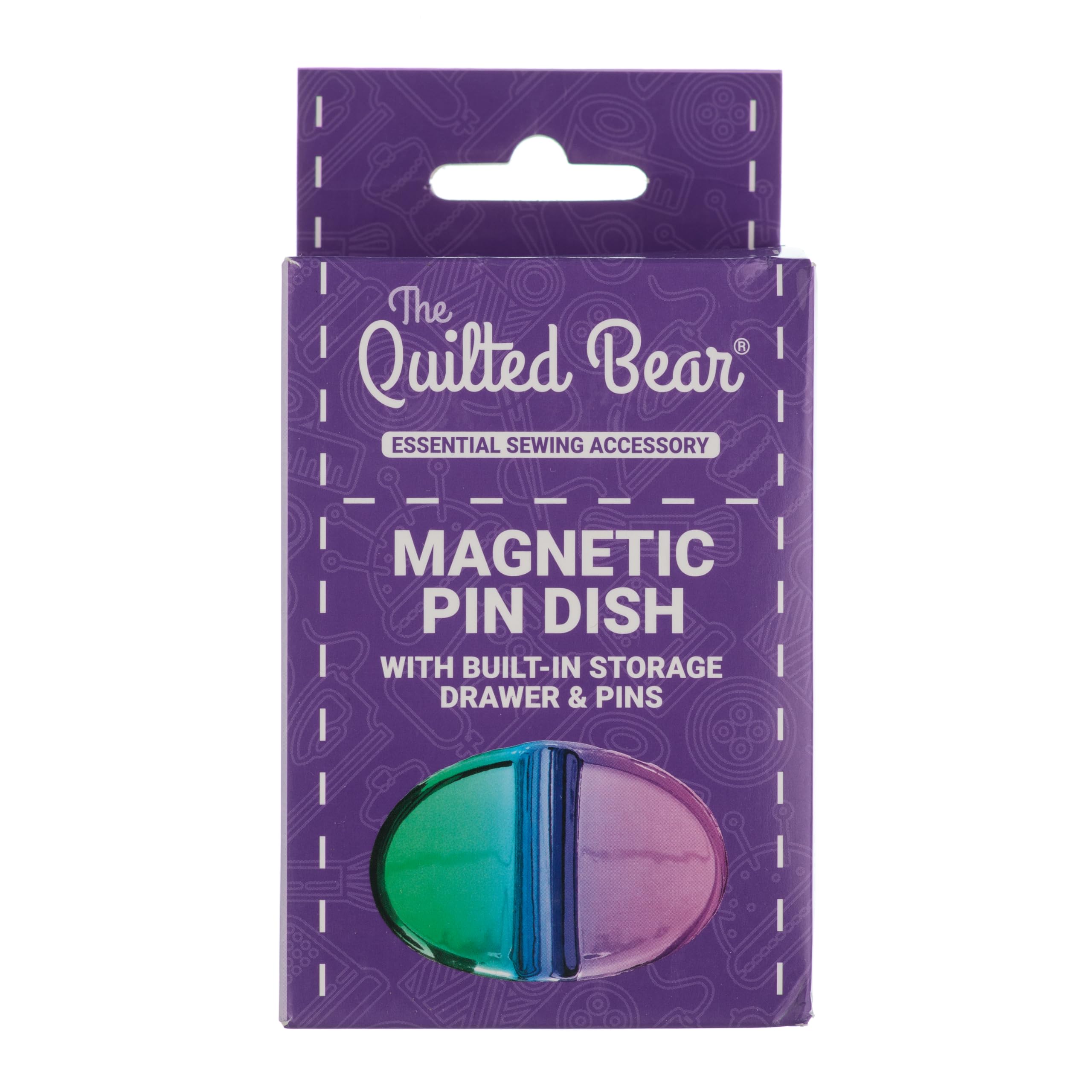 The Quilted Bear Magnetic Pin Dish with 25 Pearl Pins & Storage Drawer