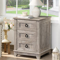 3-Drawer Oak Wood Bedside Table – Country Style Nightstand