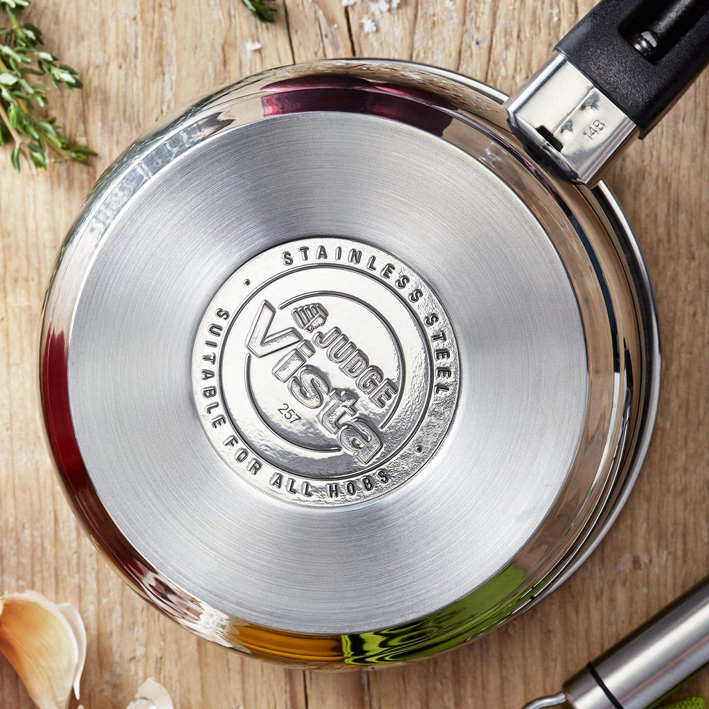 Judge Vista Non-Stick Stainless Steel Saucepan with Glass Lid, 14cm