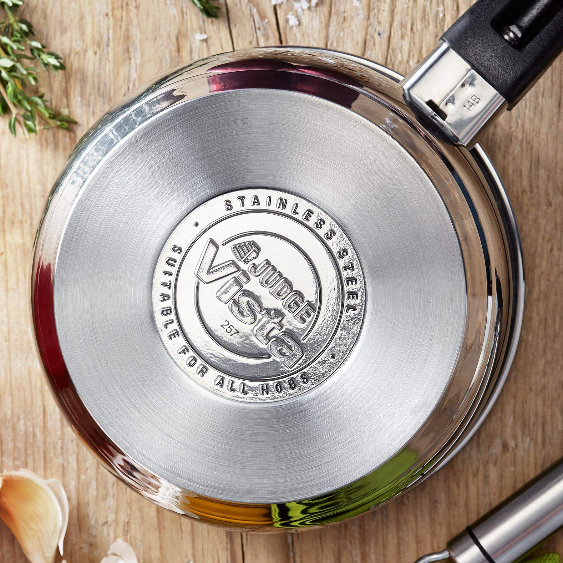 Judge Vista Non-Stick Stainless Steel Saucepan with Glass Lid, 14cm