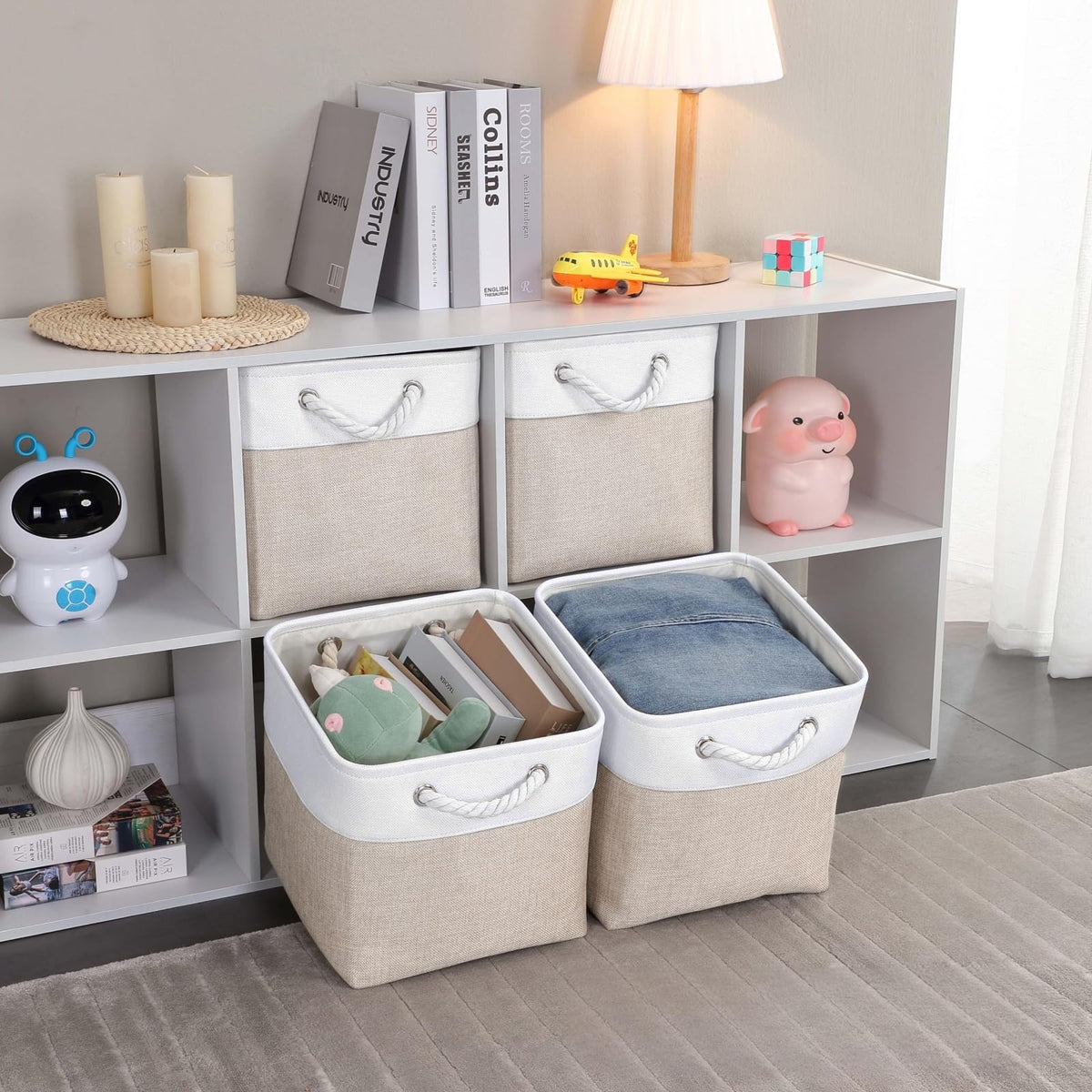 Mangata Fabric Storage Boxes, 28x28x28cm Storage Baskets Storage Cube Boxes for Organizing Clothes Shelf Nursery Home Closet