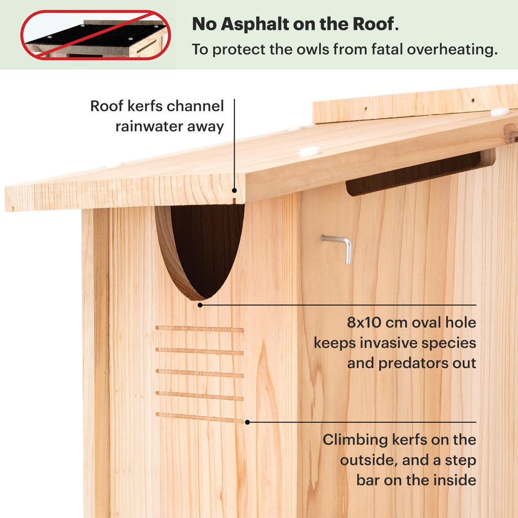 WHITEHORSE Large Owl House – Weatherproof Cedar Wood Nesting Box